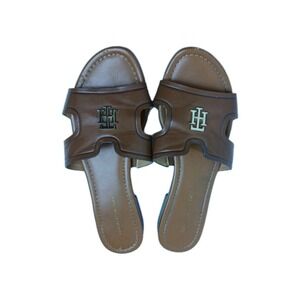 Tommy Hilfiger Logo Women's Brown -Slids -Sandals -flats Size 8.5M #1555